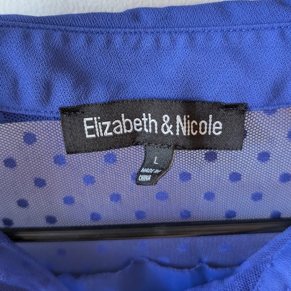 Elizabeth & Nicole royal blue long sleeve button down blouse. Size large - Picture 5 of 10